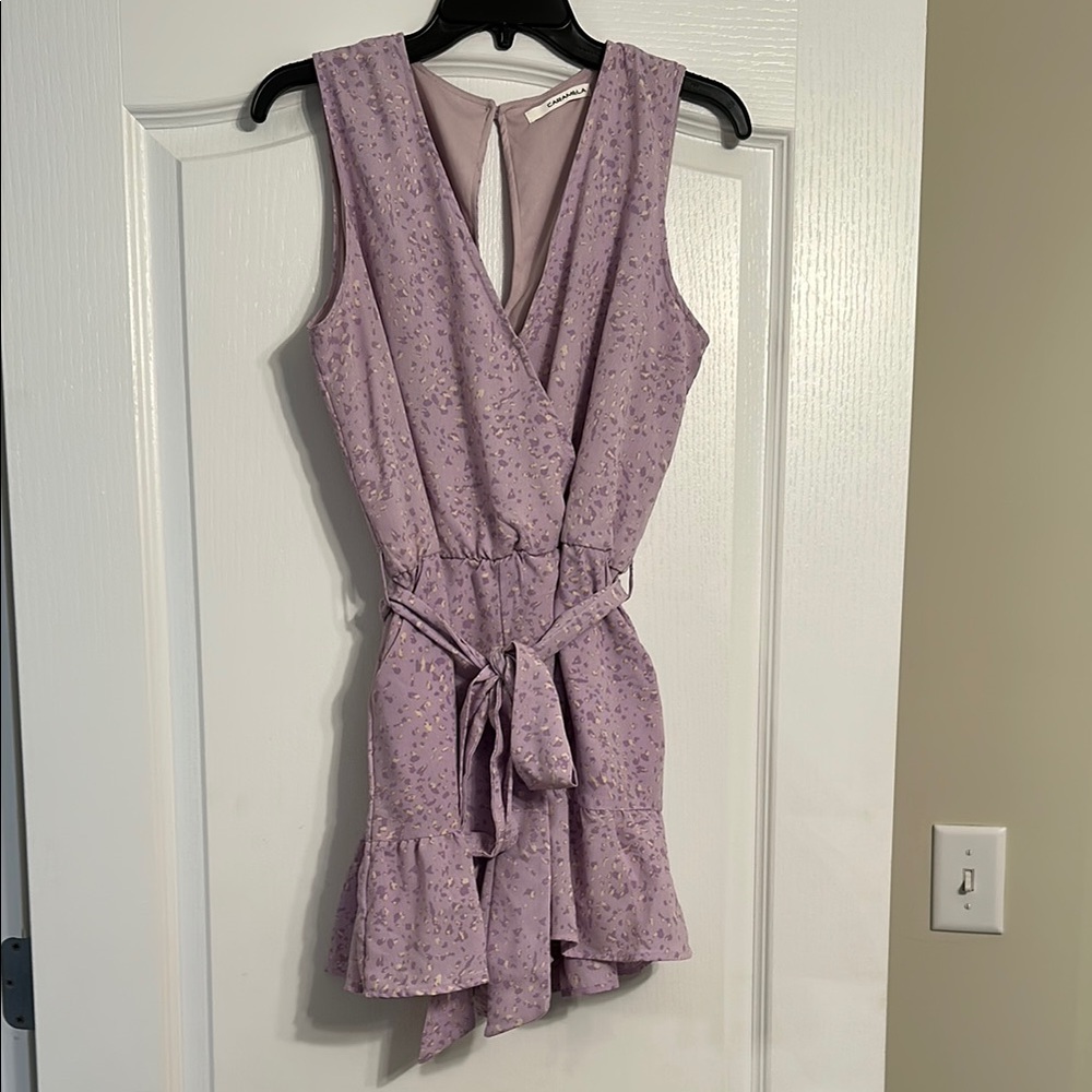 Caramela Purple Sleeveless Ruffle Romper